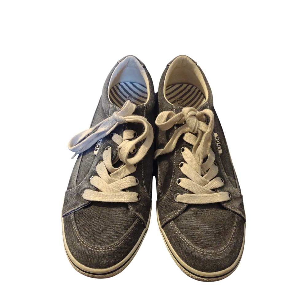 Taos Moc Star Women Sz‎ 9 Canvas Sneaker Comfort Arch Support Shoes LaceUp Gray